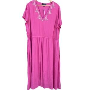 Lane Bryant bright pink short sleeve maxi dress size 22 NEW